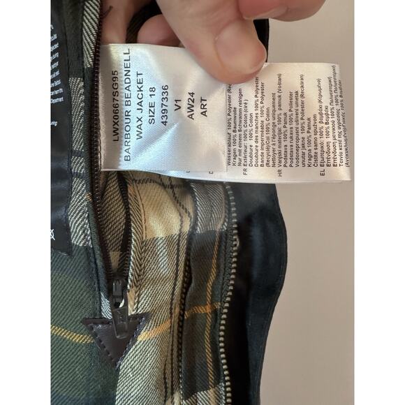 Barbour Beadnell® Waxed Jacket Sage Women's Sz 14 NWT $398 - Picture 10 of 16